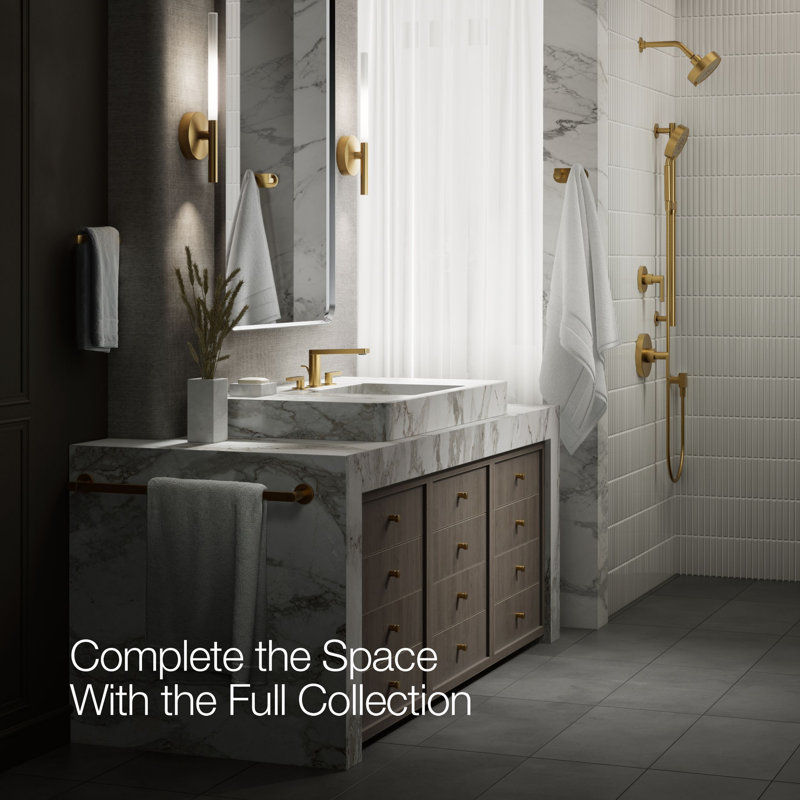 Composed Widespread Bathroom Faucet with Drain Assembly, Brushed Brass