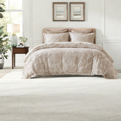 Ensemble de literie en coton jacquard 1 place et 2 places, motif botanique moderne