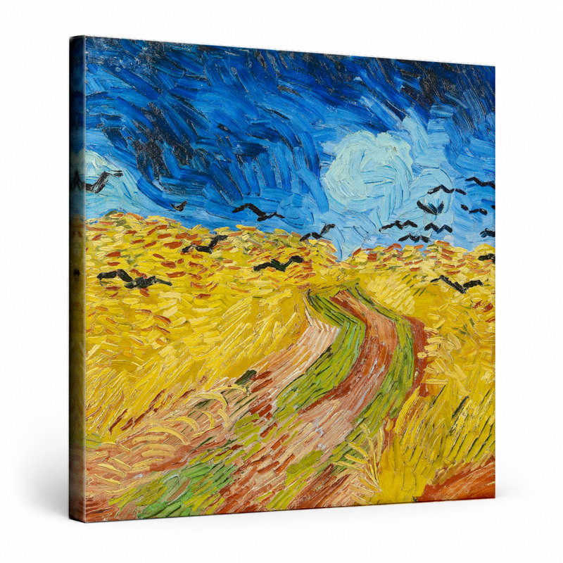 Champ de blé avec corbeaux (1890) - art mural carré sur toile, 32" W x 32" H