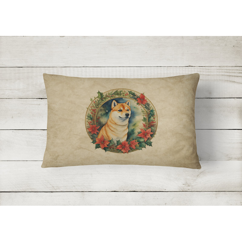 Coussin Christmas, 12 po x 16 po, Rectangulaire, Shiba