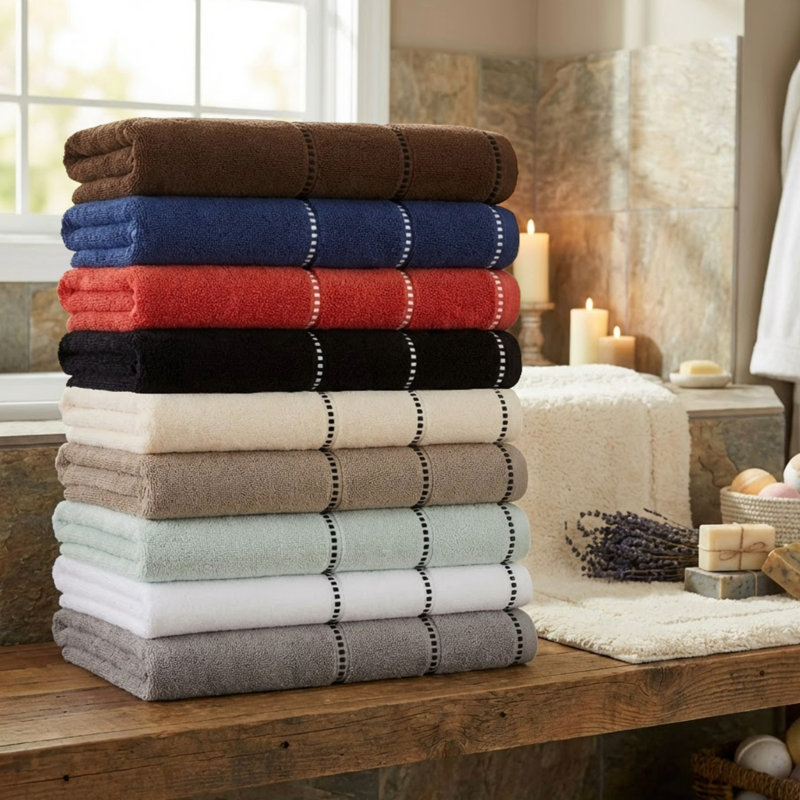 Lavish Home 6 Piece Bathroom Towels Set - 525GSM 100% Cotton Bathroom Essentials - 2 Bath Sheets, 2 Hand Towels, and 2 Wash Cloths for Bath, Shower, Gym, Spa, and Dorm Room (Purple)