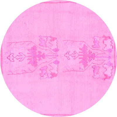 Tapis rose en laine et polyester tissé à la machine à motif abstrait Bryen