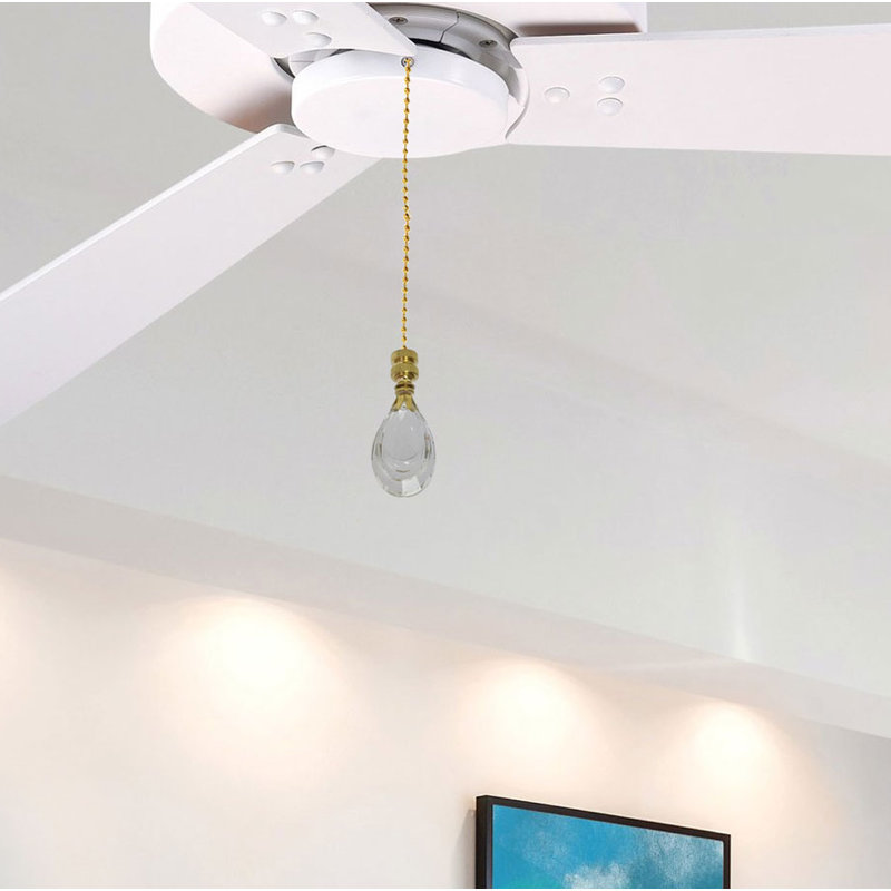 Flat Teardrop-Shaped Crystal Finial Ceiling Fan Pull Chain