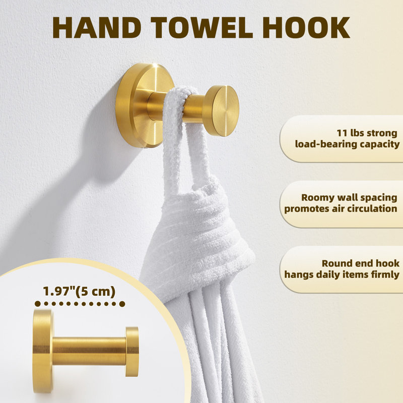 3 - Piece Bathroom Hardware Set (Set of 3), Brushed Gold