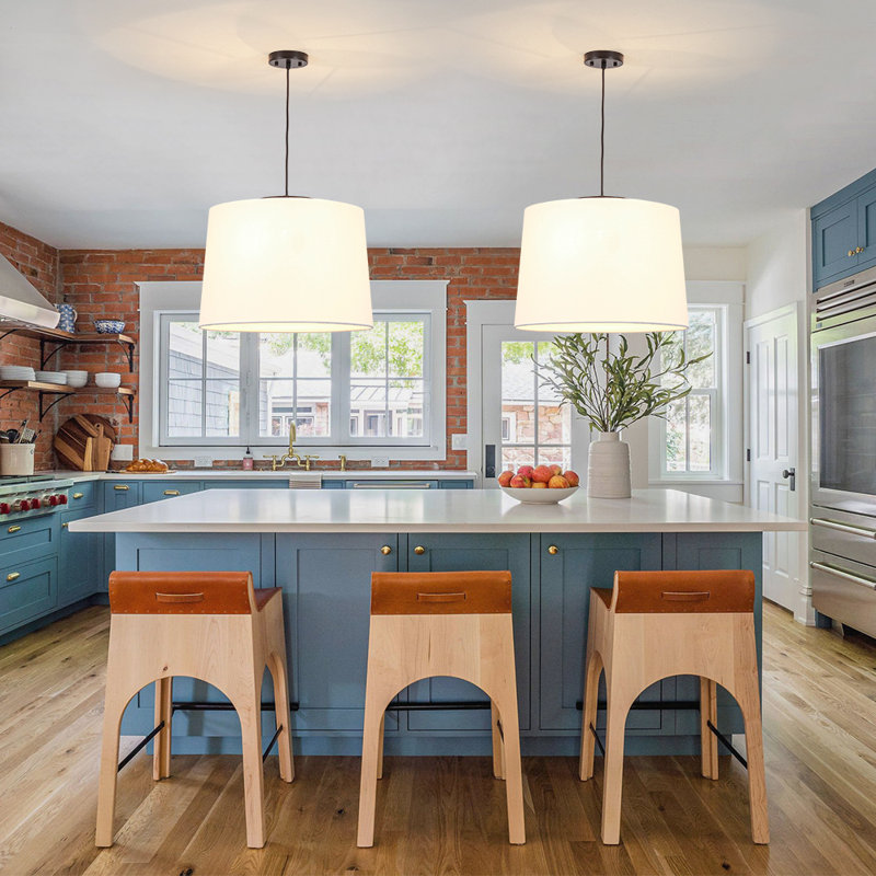 Eclectic Modern 3-Light Tapered Linen Fabric Pendant