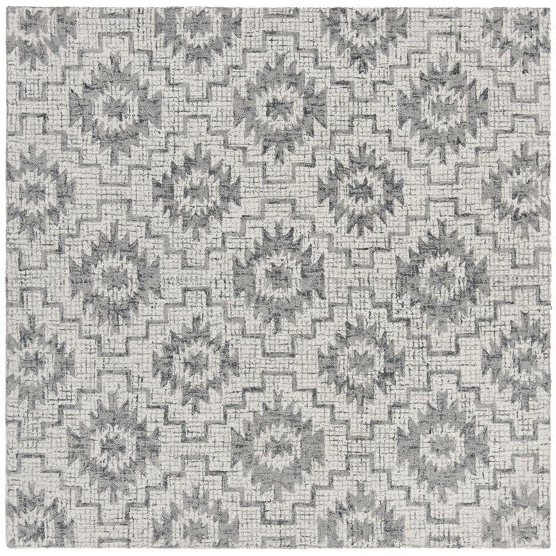 Tolland Hand Tufted Wool Geometric Rug, Square 6'