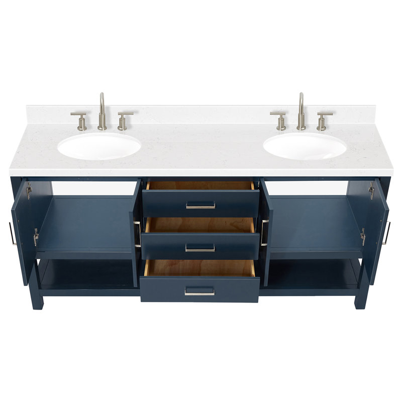 Meuble-lavabo double 72 po ARIEL Moille, Ovale, Bleu minuit