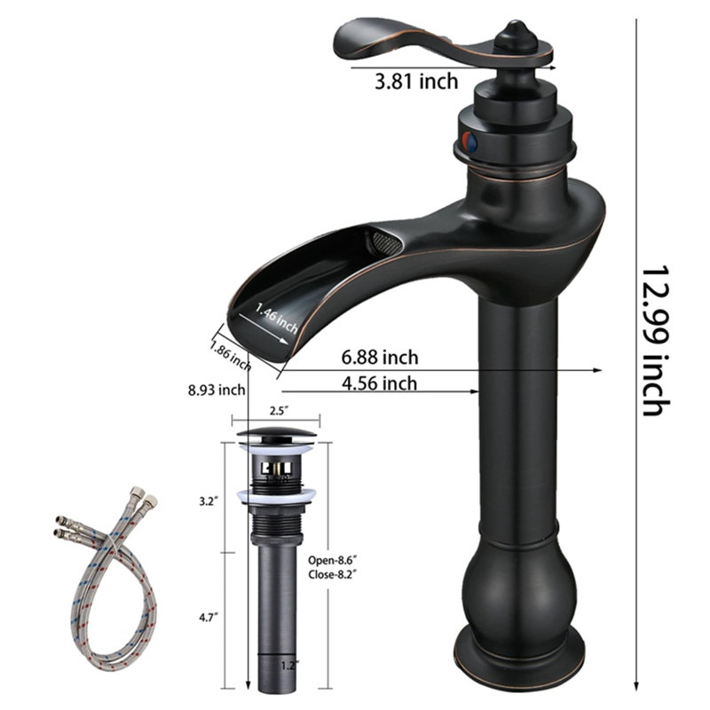 Single-handle Bathroom Faucet with Drain Assembly, Oil Rubbed Bronze