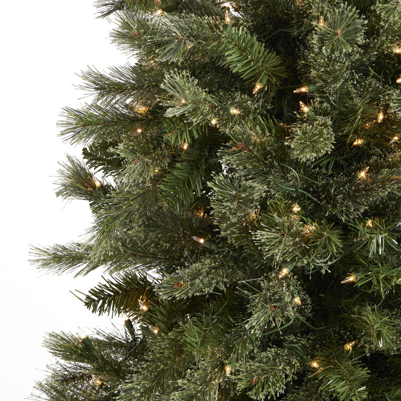 Home Heritage 9 Foot Pre-Lit Artificial Stanley Pencil Christmas Tree With Stand, 5', Multi
