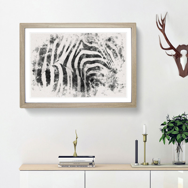 Stripes of the Zebras - Picture Frame Graphic Art Print, Oak Framed, 62cm H x 87cm W x 2cm D