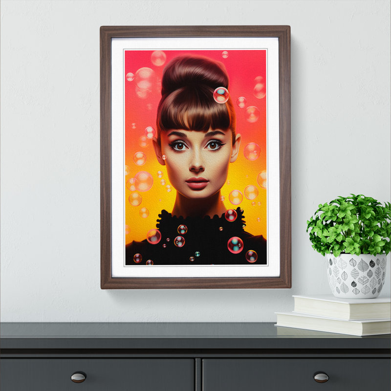Single Picture Frame Print on Wood, 64cm H x 46cm W, Walnut Framed