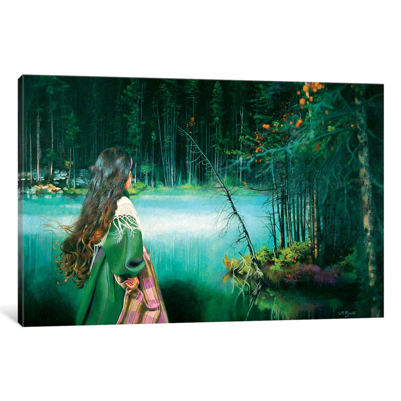 «La Ragazza e la Montagna Mistica» par Titti Garelli, reproduction sur toile tendue, H 16 po x l 24 po x P 1 po, Blanc