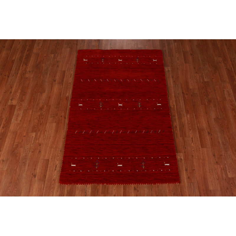 Tribal Red Wool Gabbeh Indian Rug 3x5