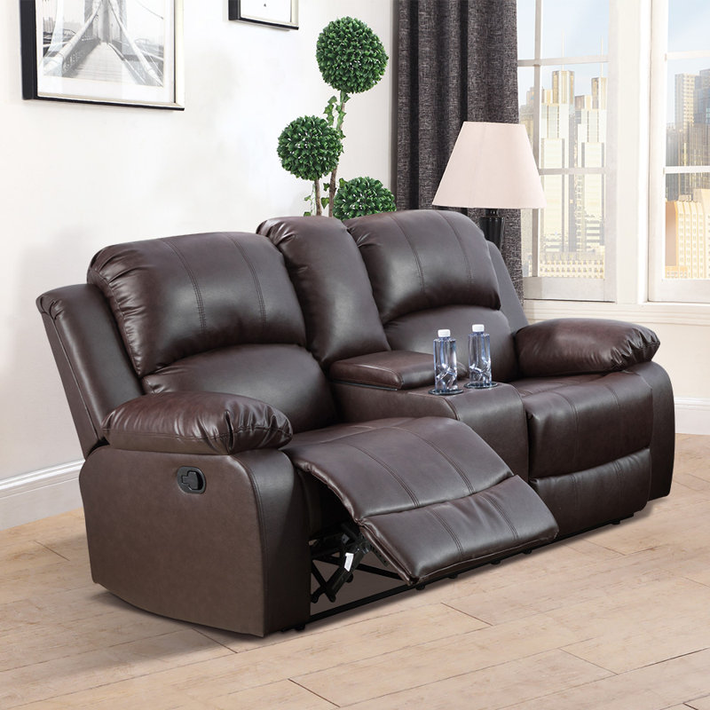 Canapé inclinable 69 po en cuir Vegan, Similicuir brun