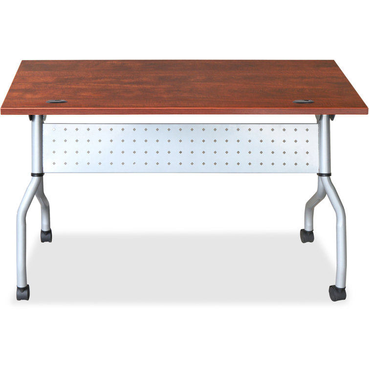 Preference Rectangle Flip Top Training Table with Casters and Modesty Panel and Cable Management