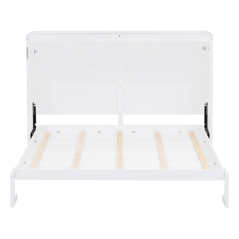 Lit escamotable double pleine grandeur, blanc, Full, White