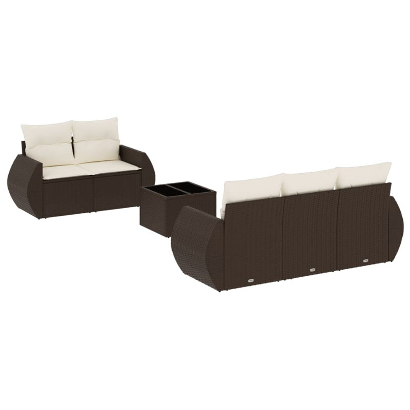  Garden Sofa Set Brown, Cream White