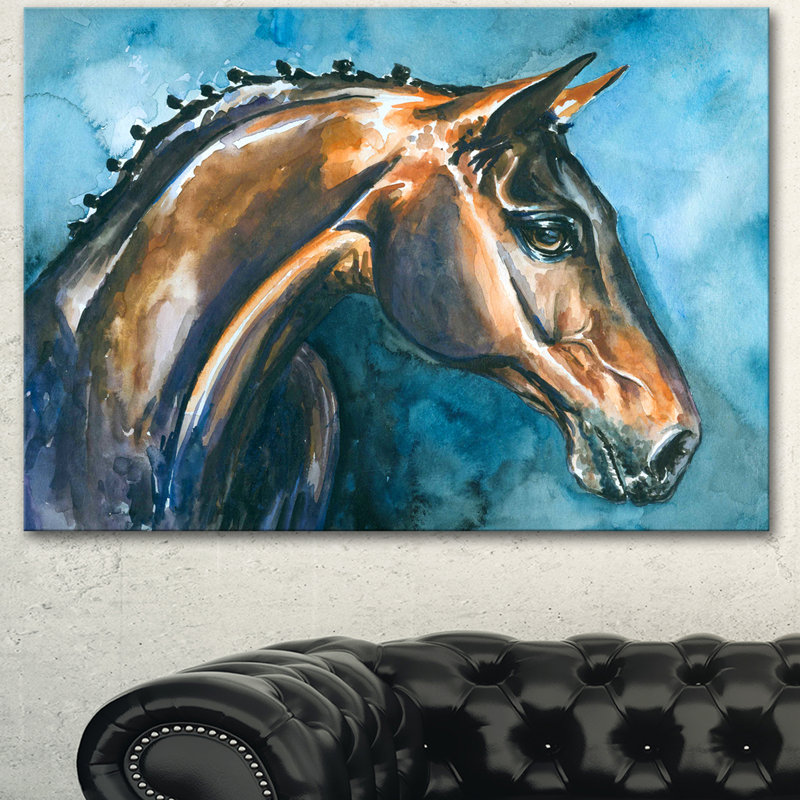 «Brown Horse», peinture, H 20 po x l 20 po x P 1 po, Toile tendue