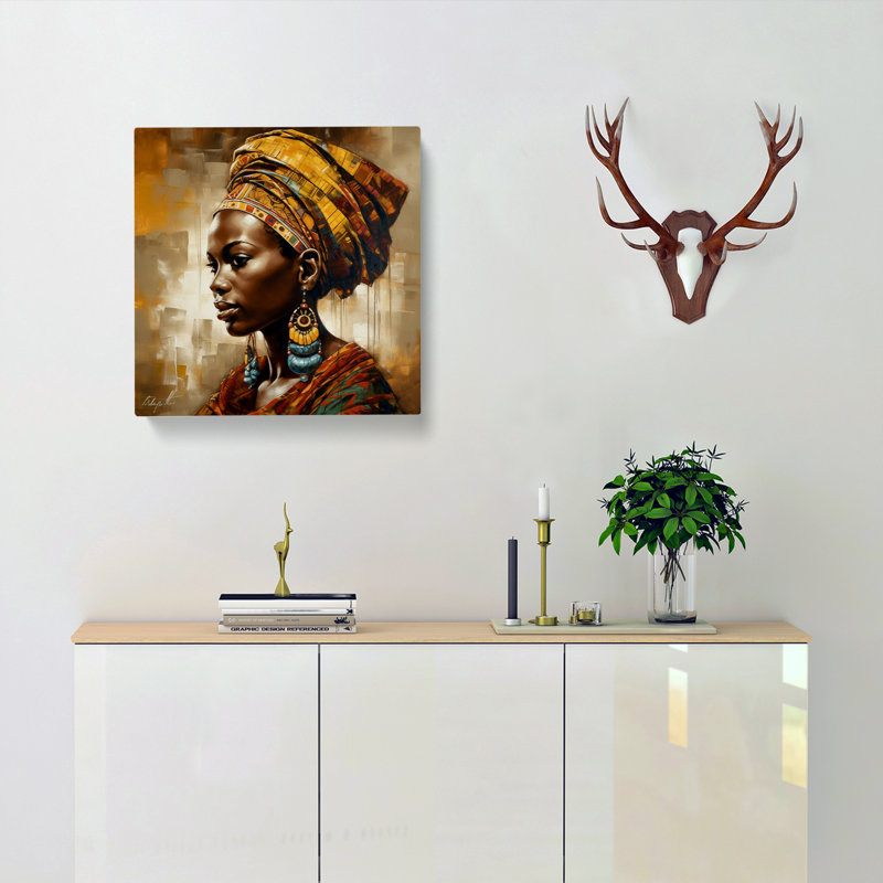 African Woman Vintage Art - Print, 35cm H x 35cm W x 3cm D
