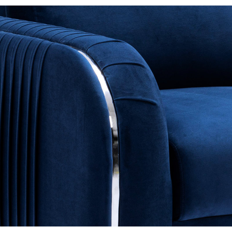 Fauteuil en velours bleu avec effet 3D et siège d'une profondeur de 21 pouces pour un poids de 72,34 lb
