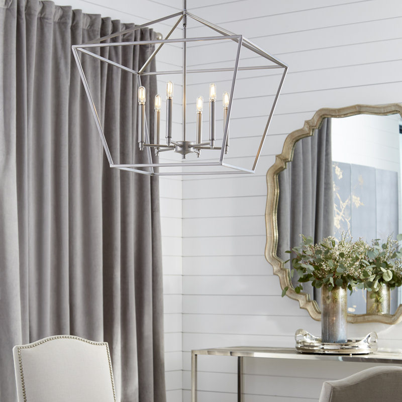Lustree 6 lumières lanterne Arletta, Nickel classique