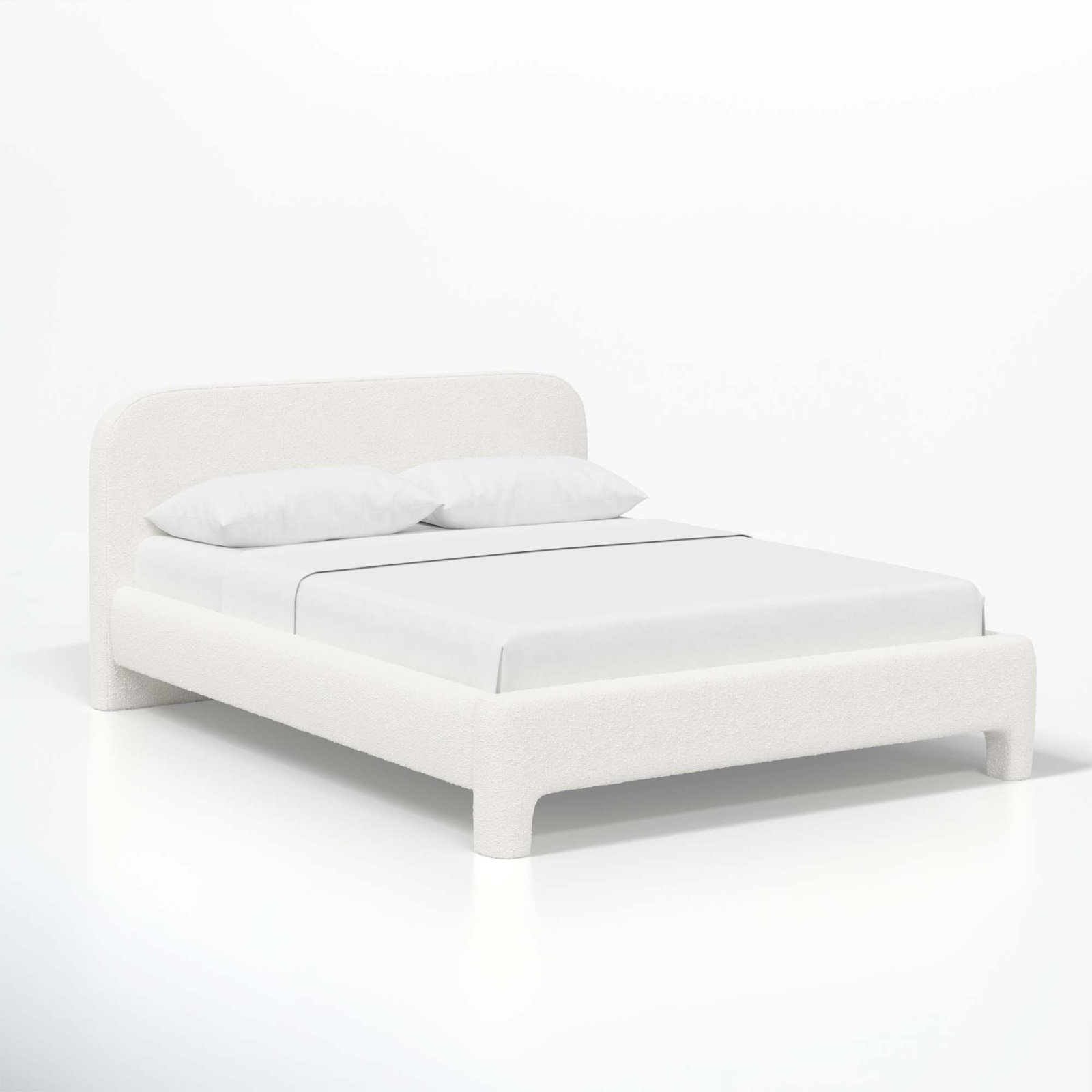 Illy Cotton Upholstered Bed, Classic Snow Boucle, Full
