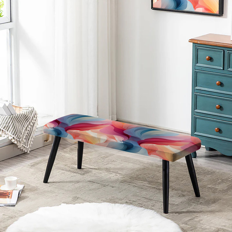 Ethereal Expression - Abstract Upholstered Black Bench