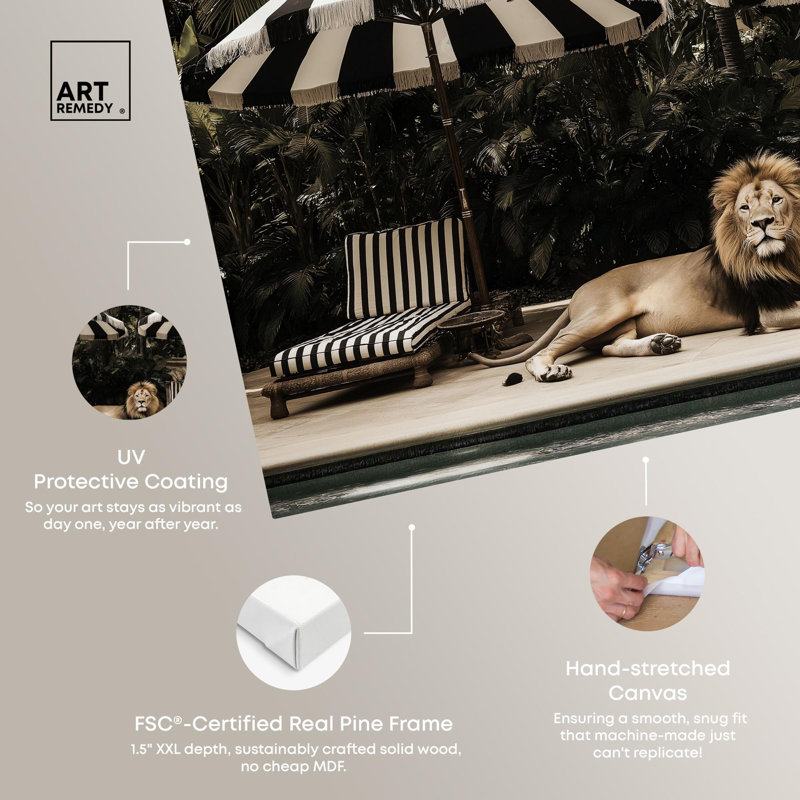Luxe of the Jungle King Canvas Retro Photography by Art Remedy Print On Canvas, 16" H x 24" W, Wrapped Canvas