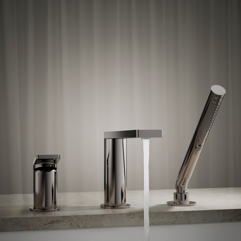 Composed Deck-Mount Bath Faucet With Handshower, Vibrant Titanium