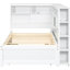 Lit de jour simple en bois blanc avec tablettes de rangement, configuration de chargement, lit gigogne, pin massif +, sans sommier, assemblage rapide pour l'installation d'une maison de plage, maison de vacances