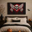 Art mural sur toile gothique à crâne ailé avec mains rouges d'Halloween-1189036294