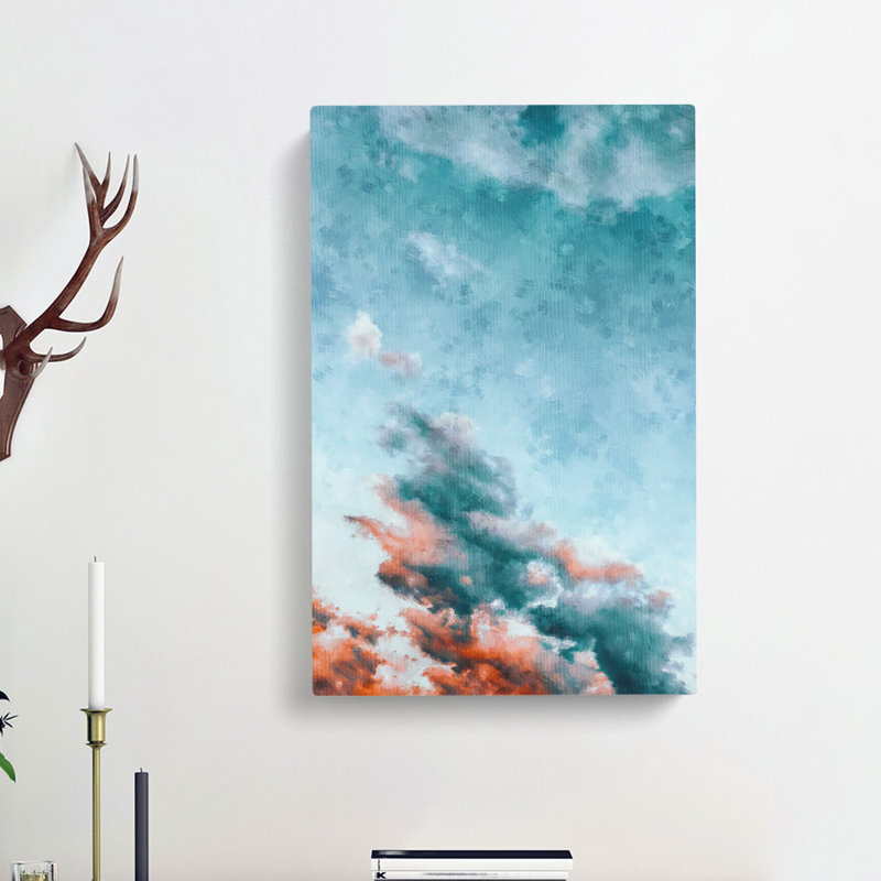 Peach Kissed Clouds - Wrapped Canvas Painting, 76cm H x 50cm W x 3cm D