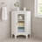 Allare Freestanding Corner Floor Storage Cabinet with Tempered Glass Door and Adjustable Shelves