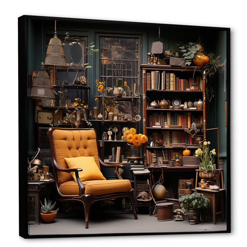 «Literary salons» sur toile, Cadre flottant noir, H 30 po x l 30 po x P 1 po