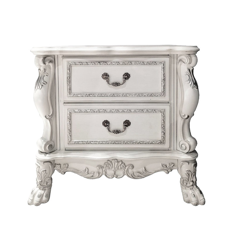 La table de chevet Bone White avec 2 tiroirs ajoute une touche de luxe aux tiroirs de chambre à coucher en blanc