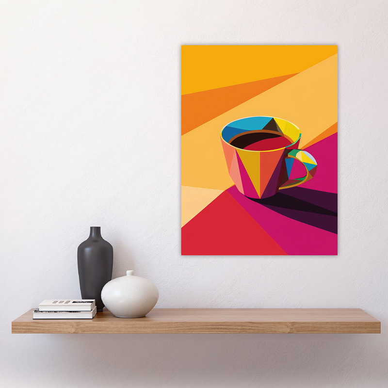 Coffee Tea Cup Geometric Design Wall Art Print