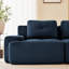 Canapé d'angle modulaire 4 places 153 po, velours côtelé bleu, assise profonde, passepoil nacré, aucun assemblage requis, 153 po, bleu, velours côtelé.