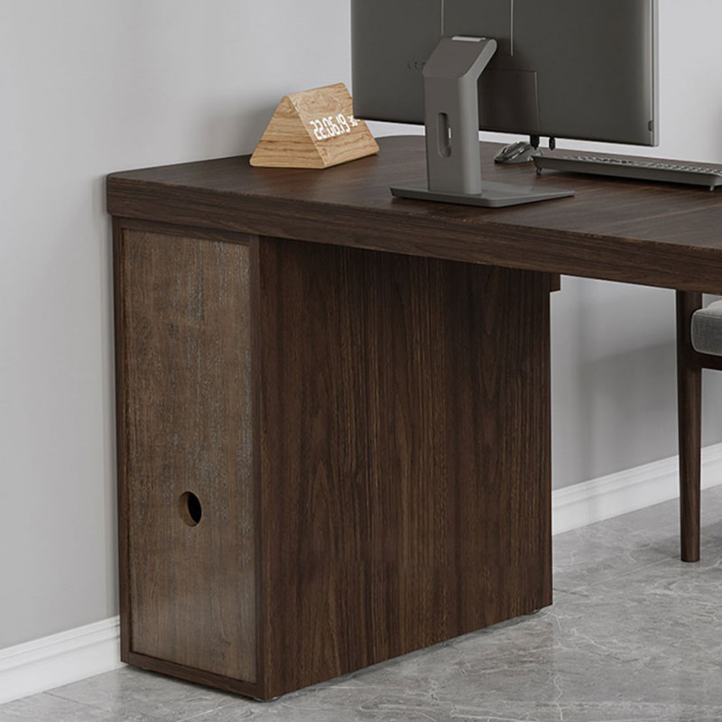 Bureau en bois massif avec bibliothèque et coin en L intégré, H 29,53 po x l 62,99 po x P 47,24 po, Retour à droite