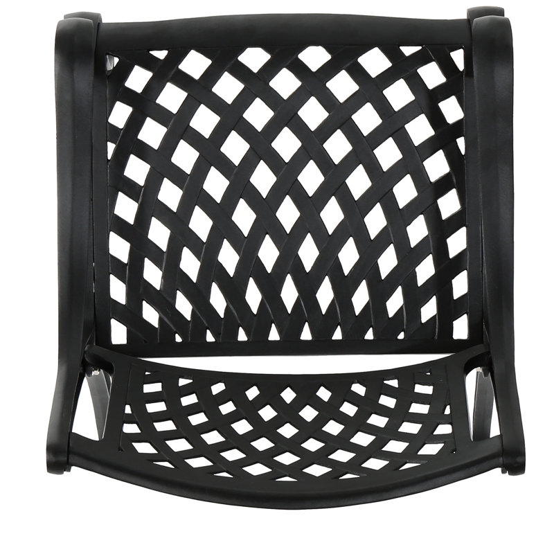 Abdullah 2Pcs Cast Aluminum Dining Chair - Black Mesh, And For Patio, Deck, Backyard Use 2 Mesh Style, Strong, Patio Deck