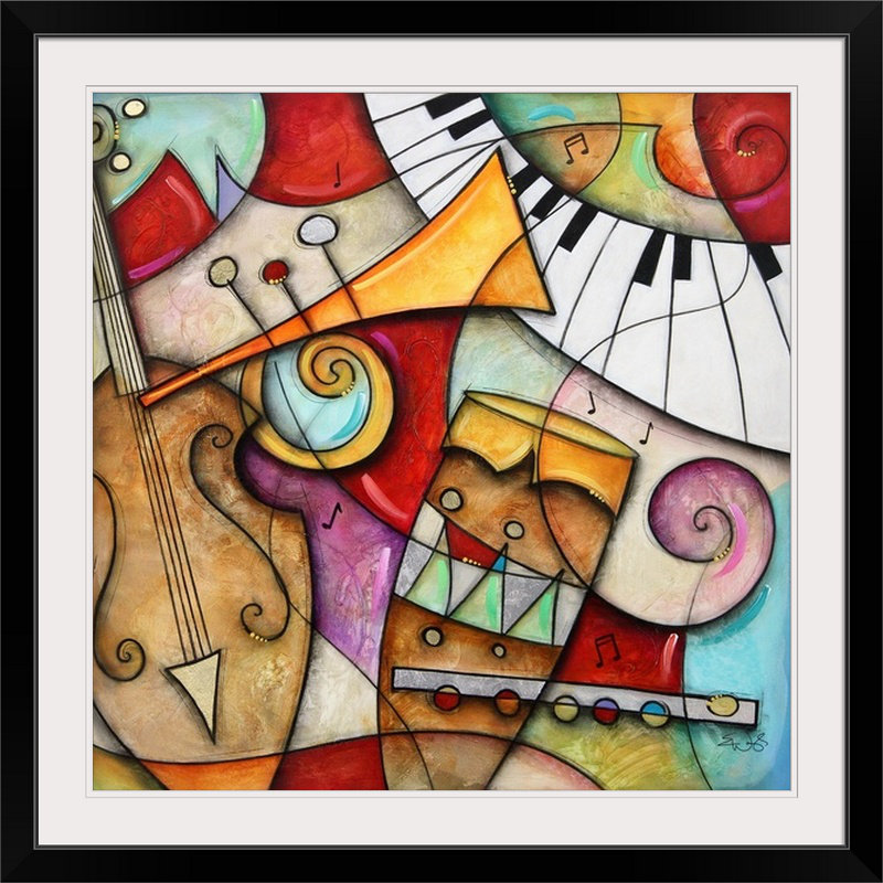 « ii » par eric waugh, reproduction d’art Jazz Makers, H 32 po x l 32 po x P 1 po, Cadre noir