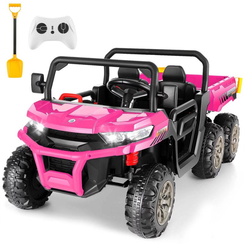 Pink 24V Kids Ride-On Truck with Remote Control and Electric Dump Bed