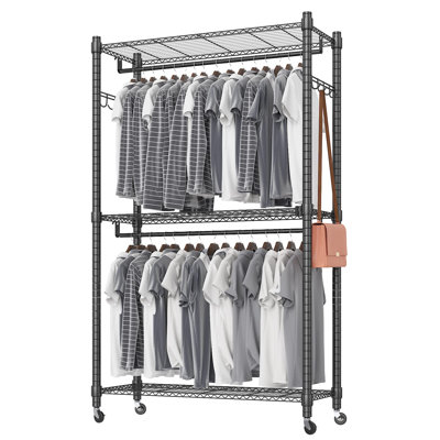 Kaylia 47.2'' Carbon Steel, Stainless Steel Rolling Clothing Rack
