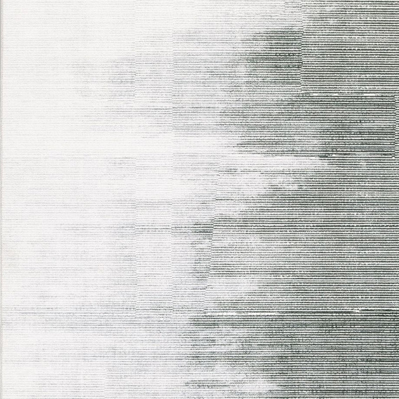 8' x 10' Black and White Abstract Washable Rug