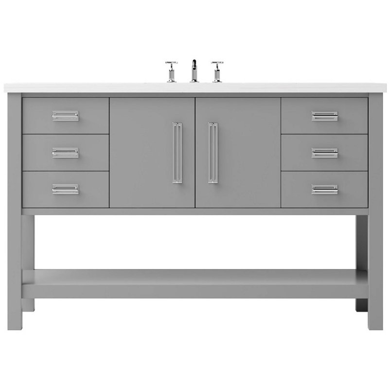 Kiawah Single Extra Wide Bath Vanity, Platinum Gray, Polished Chrome, 48"