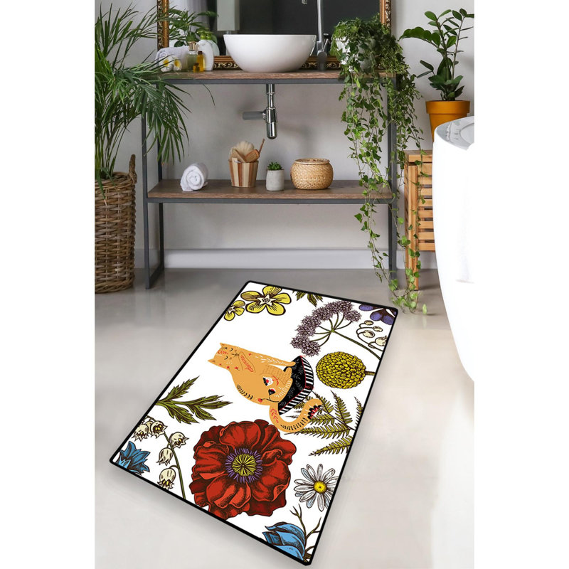 Tapis de bain antibactérien antidérapant 100% polyester, 27,6 po x 47,2 po | Hauteur des poils de 10 mm, impression numérique | Lavable à la machine, facile d'entretien, parfait pour la sécurité et le confort de la salle de bain | Conception durable