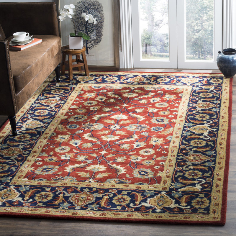 Tapis floral en laine touffeté à la main Badham, Rectangle 4 pi x 6 pi