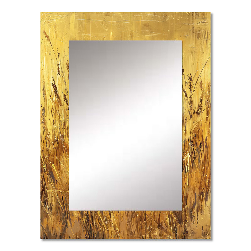 Ours dans les champs dorés - miroir d'ours, miroir mural décoratif moderne, impression d'art en métal, 32 po x 24 po