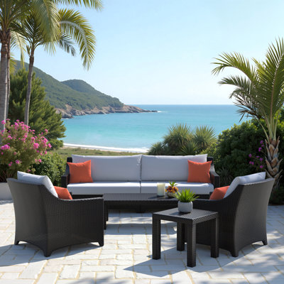 Hundley 6 Piece Sofa And Club Chair Seating Set with Sunbrella® Cushions