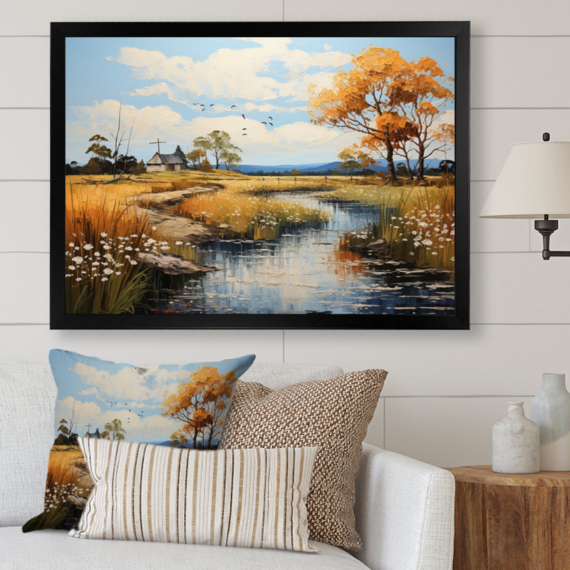 Décorations murales Orane River Silvery Waters, H 16 po x l 32 po x P 1 po, Cadre simple noir