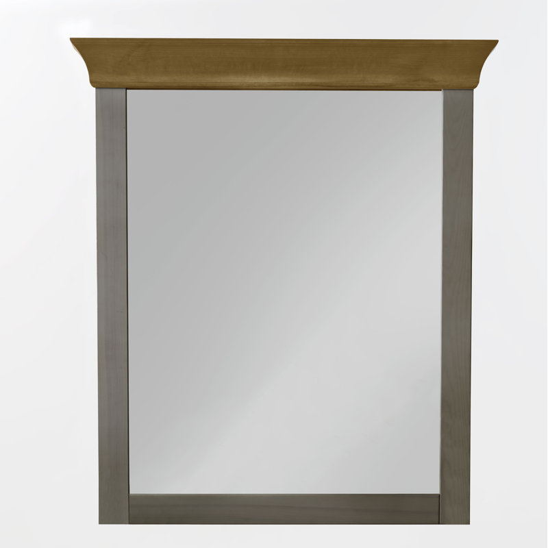 Kelly Wood Wall Mirror, Grey/Leach-coloured, 107cm H x 85cm W x 8cm D